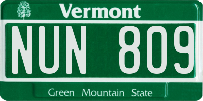 VT license plate NUN809