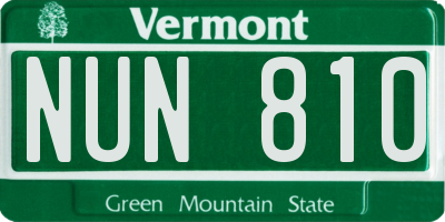 VT license plate NUN810