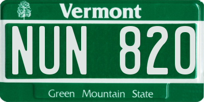 VT license plate NUN820