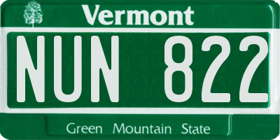 VT license plate NUN822