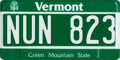 VT license plate NUN823
