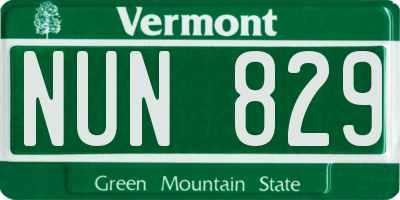 VT license plate NUN829