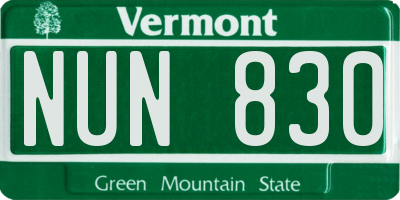 VT license plate NUN830
