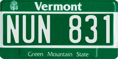 VT license plate NUN831