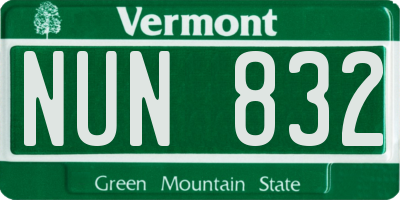 VT license plate NUN832