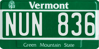 VT license plate NUN836
