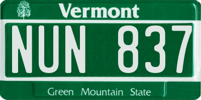 VT license plate NUN837