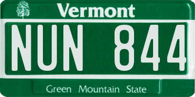 VT license plate NUN844