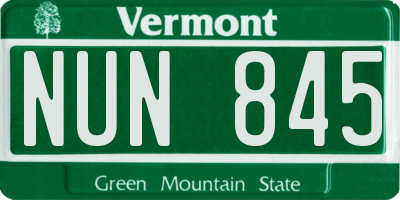 VT license plate NUN845
