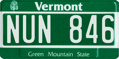 VT license plate NUN846