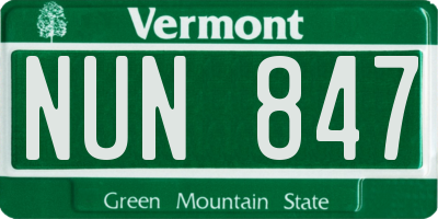 VT license plate NUN847