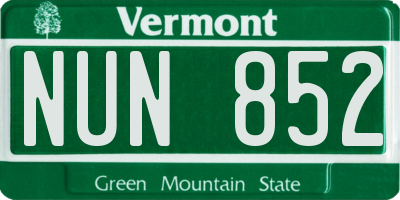 VT license plate NUN852