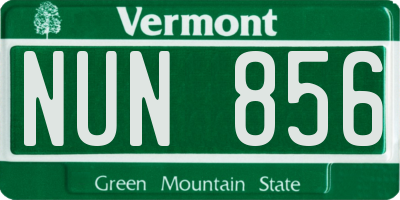 VT license plate NUN856