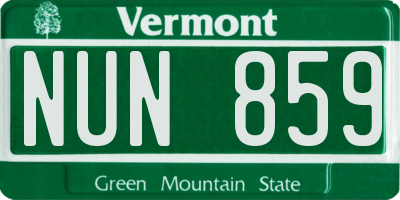 VT license plate NUN859