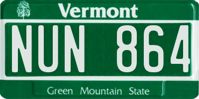 VT license plate NUN864