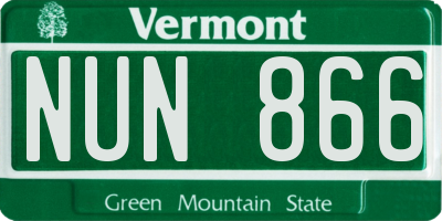 VT license plate NUN866