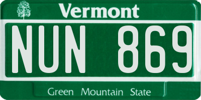 VT license plate NUN869