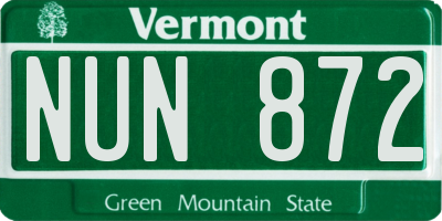 VT license plate NUN872