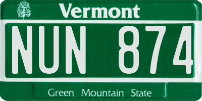 VT license plate NUN874