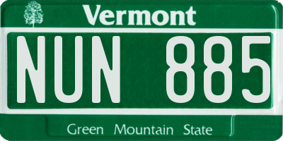 VT license plate NUN885