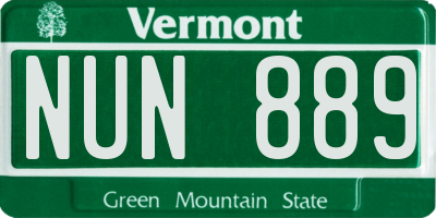VT license plate NUN889