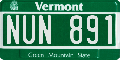 VT license plate NUN891