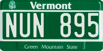 VT license plate NUN895