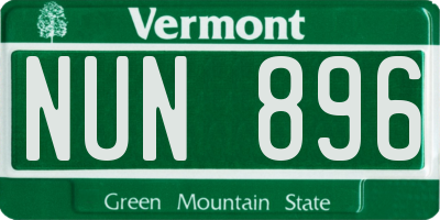 VT license plate NUN896