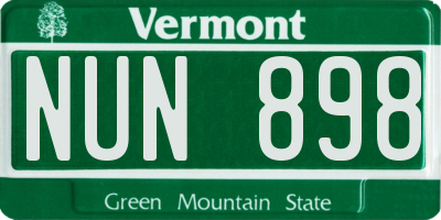 VT license plate NUN898