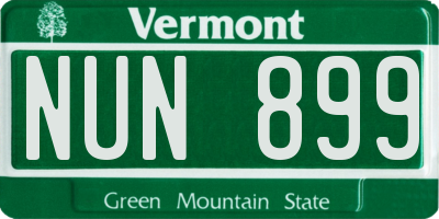 VT license plate NUN899