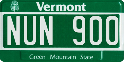 VT license plate NUN900