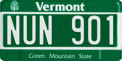 VT license plate NUN901