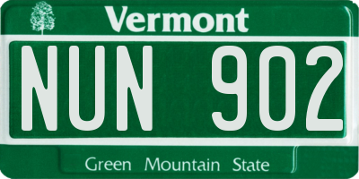 VT license plate NUN902