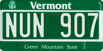 VT license plate NUN907