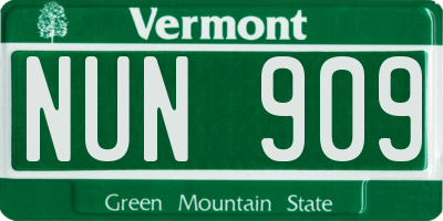 VT license plate NUN909