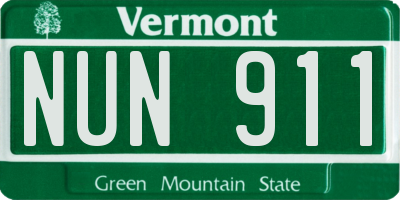 VT license plate NUN911