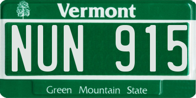 VT license plate NUN915