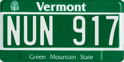 VT license plate NUN917
