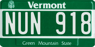 VT license plate NUN918