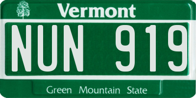 VT license plate NUN919