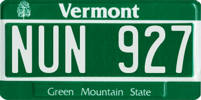 VT license plate NUN927