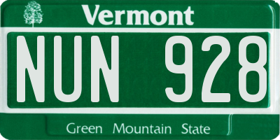 VT license plate NUN928