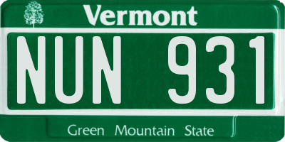 VT license plate NUN931