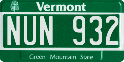 VT license plate NUN932