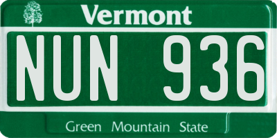 VT license plate NUN936