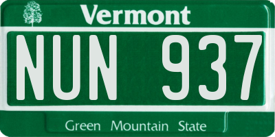 VT license plate NUN937