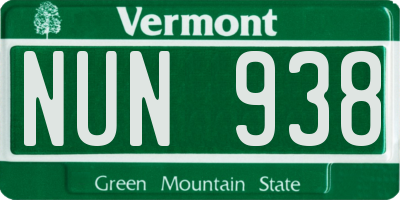 VT license plate NUN938
