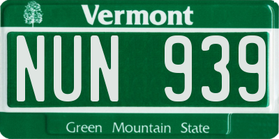 VT license plate NUN939