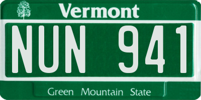 VT license plate NUN941