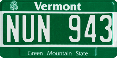 VT license plate NUN943